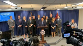 San Diego Mayor Todd Gloria is shown speaking at a news conference at San Diego City Hall on April 15, 2026.
