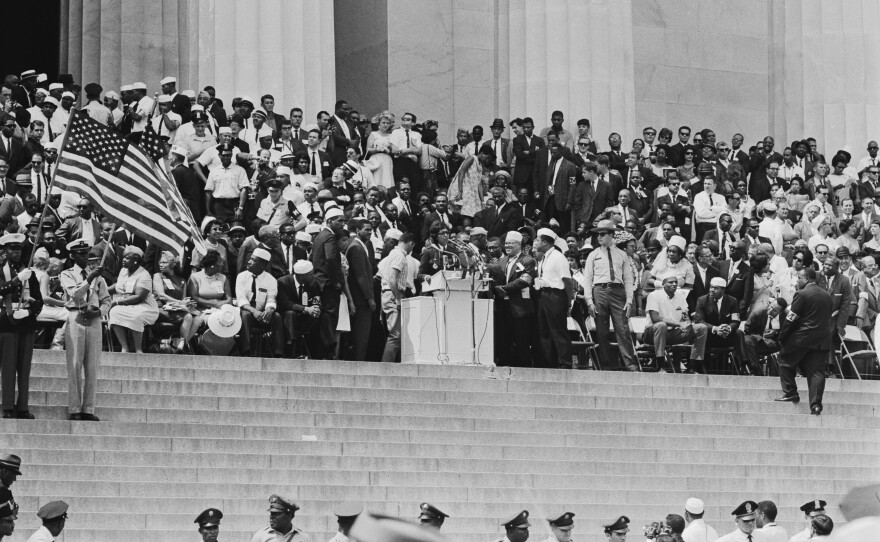 Josephine Baker speaking at the March on Washington for Jobs and Freedom, Washington, D.C, in 1963.