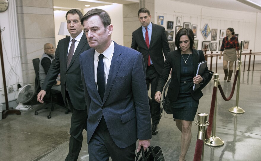 Under Secretary of State for Political Affairs David Hale departs the U.S. Capitol after giving a closed-door deposition to the House committees conducting the impeachment inquiry into President Trump on Nov. 6.