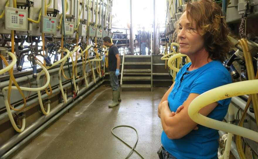 Owner Mary Kraft at Badger Creek Dairy outside Fort Morgan, Colo.