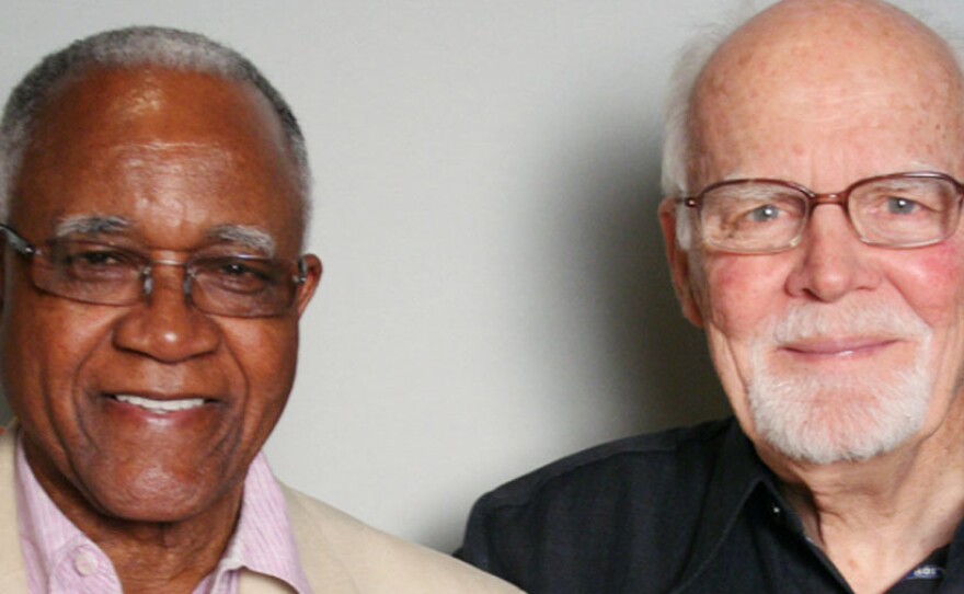 On a visit to StoryCorps in Atlanta, J.T. Johnson (left) and Al Lingo recalled protesting a whites-only pool policy at a Florida hotel in 1964.