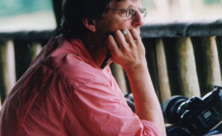 Christopher Clark, a Cornell University senior scientist, shown here in the Central African Republic helping out with the Cornell Lab's Elephant Listening Project in 2002, has spent many years recording whale sounds, as well.