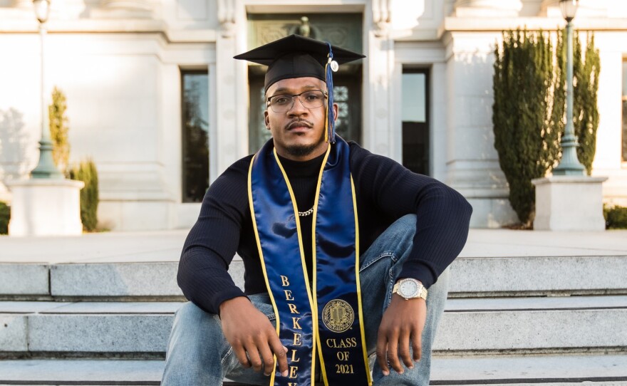 Aaron Harvey poses on the UC Berkeley campus after his graduation in this undated photo.