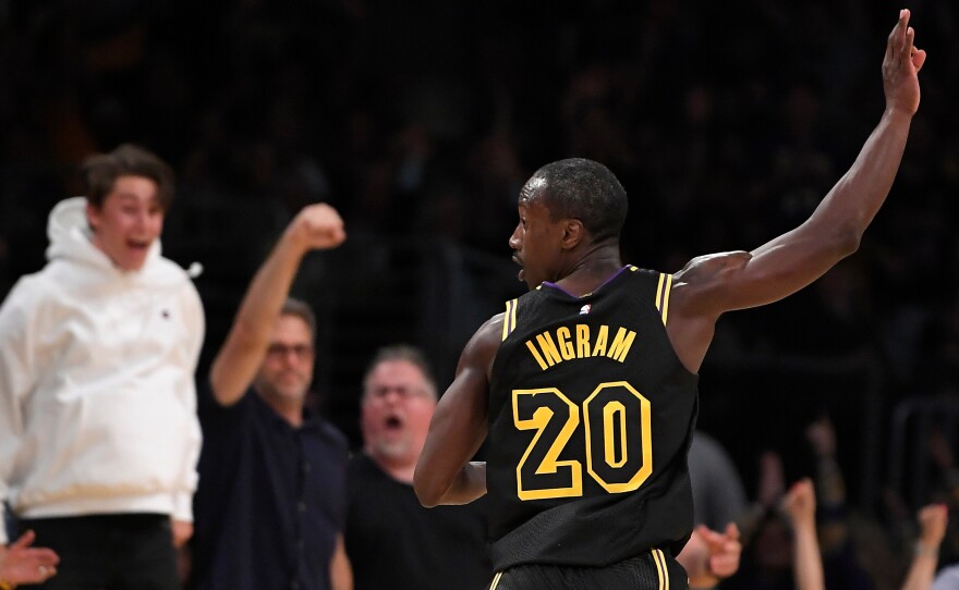 Andre Ingram celebrates after draining a 3-pointer during the second half Tuesday night.