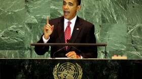 United States President Barack Obama delivers his first address to the United Nations General Assembly at U.N. headquarters September 23, 2009 in New York City. 