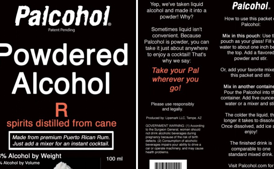 Is liquid alcohol inconvenient? The federal government has approved seven labels of Palcohol, including this one for a powdered shot of rum.