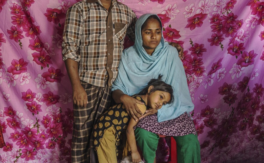 Saju Talukdar had worked at  the 2013 Rana Plaza garment factory before it collapsed. "Having a job is important for a person and his family," he says. "Our condition will never be as great as it was before. Previously my wife and I both worked and earned 18-20,000 takas per month. But now my income has decreased to only 6,000 per month."