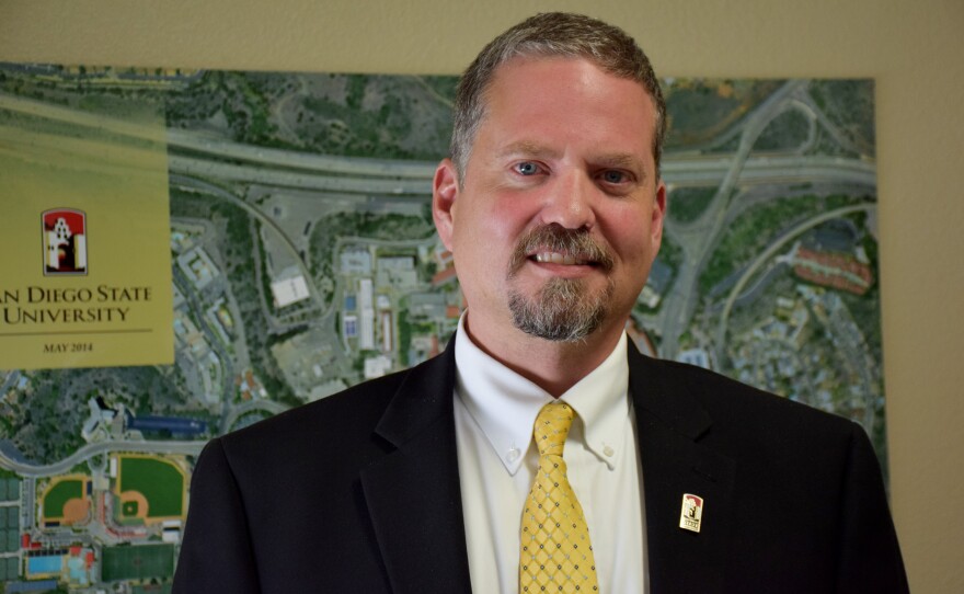 Eric Hansen, assistant vice president for business operations at San Diego State University, is shown in a conference room on campus on June 20, 2019.