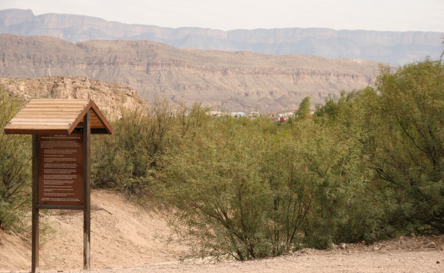 The village of Boquillas, Mex., as seen from a path leading from the Rio Grande into Big Bend National Park, Texas.