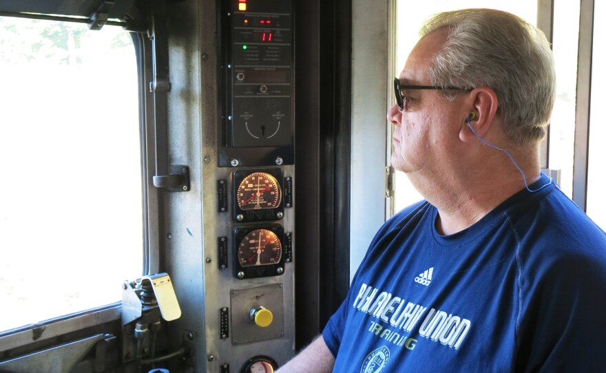 SEPTA locomotive engineer Steve Finnegan remains in control of a train using PTC. But if SEPTA reduces speed on a certain set of track or sends an order for the train to stop and he fails to comply, PTC will do it automatically.