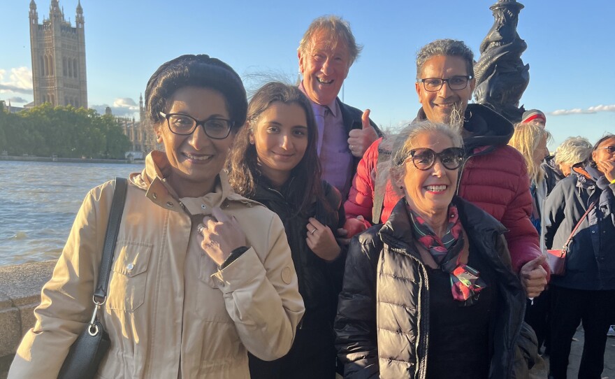 Teresa Bhatti, far left, said she was looking forward to meeting up later with some of the new friends she met in line.
