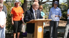 Jay Powell, of the San Diego Sierra Club, joined other environmentalists and politicians to ask the city of San Diego increase its bid for land preservation. 
