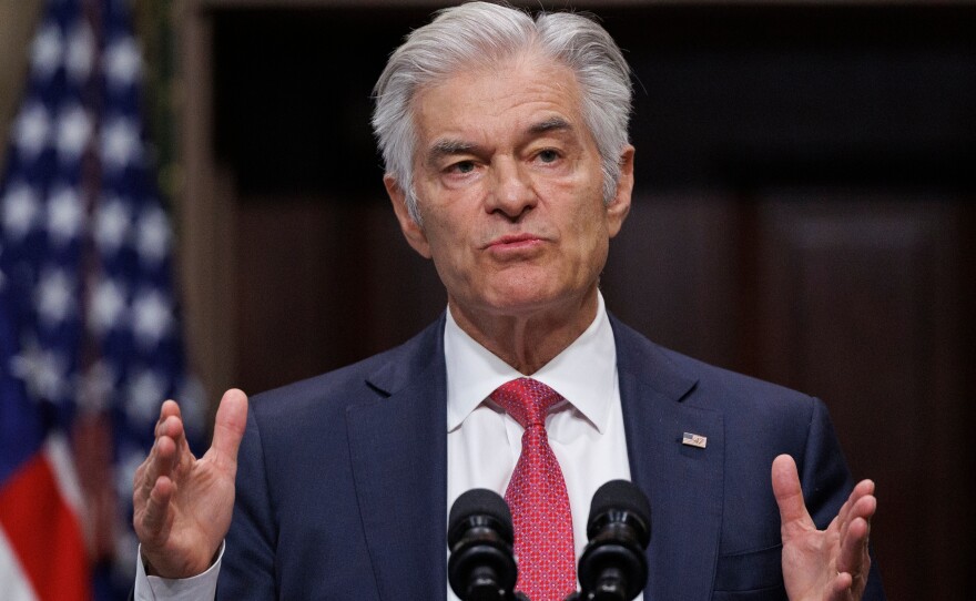 Administrator for the Centers for Medicare & Medicaid Services Dr. Mehmet Oz speaks during a news conference on efforts to combat fraud, at the White House on Feb. 25, 2026.