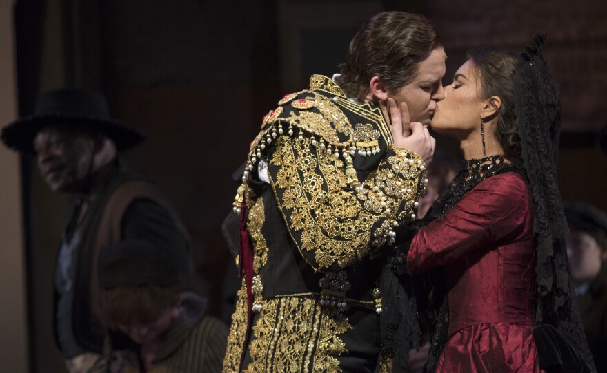 Bass Scott Conner is Escamillo and mezzo-soprano Ginger Costa-Jackson is Carmen in San Diego Opera's "Carmen." 