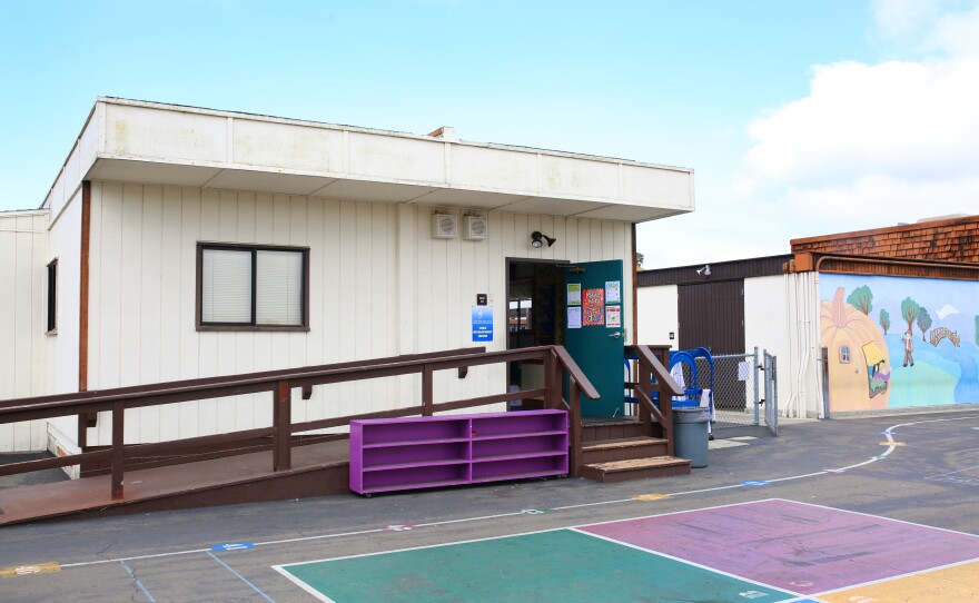 A portable classroom faces the playground in Solana Vista Elementary in the Solana Beach School District. Two out of three classrooms at the school are portable, April 12, 2016.