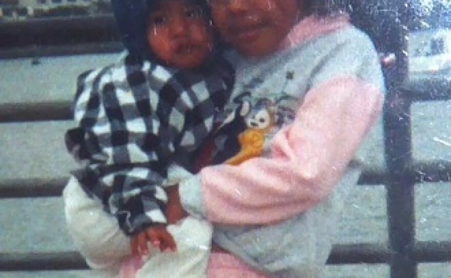 Curiel with one of her younger sisters, Francisca.