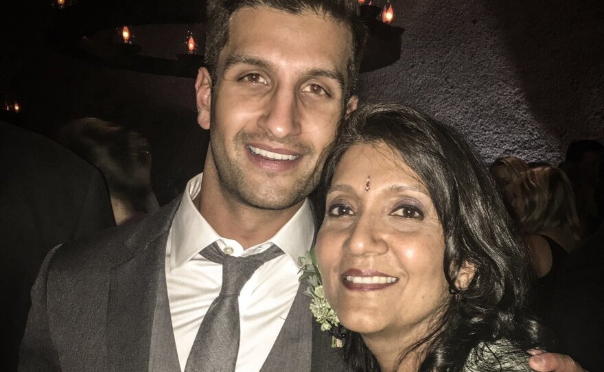 Tech entrepreneur and proud mama's boy Sahil Bloom poses with his mom.