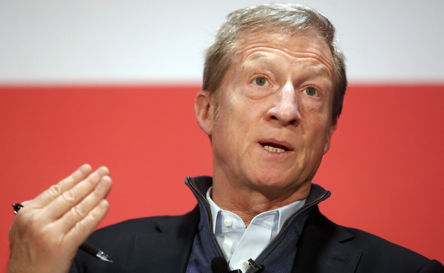 Political activist Tom Steyer speaks during a "Need to Impeach" town hall event in March 2018 in Cincinnati.
