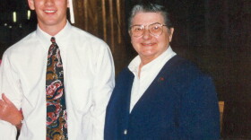 Everett Miller (left) smiles with his grandmother, Colleen Miller.