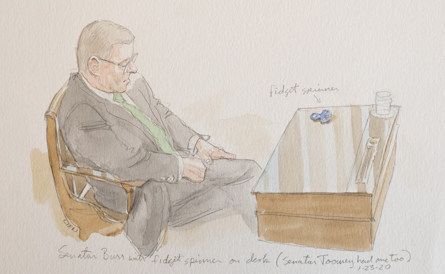 Lien's drawing of North Carolina Sen. Richard Burr with a fidget spinner.