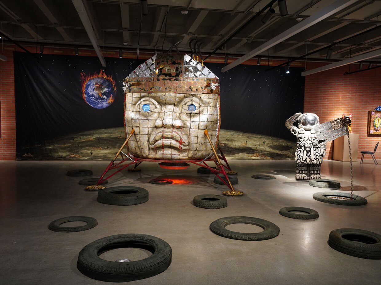 "Colonial Atmosphere" by San Diego and Baja-based cross-border artists the de la Torre Brothers is currently installed at The Cheech in Riverside, Calif., shown in an undated photo.