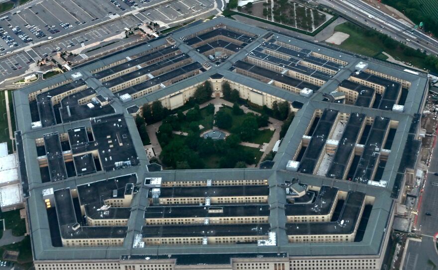 An aerial view of The Pentagon on May 10, 2023. Images that purported to show smoke rising from the headquarters of the U.S. armed forces appear to have been generated by artificial intelligence tools.