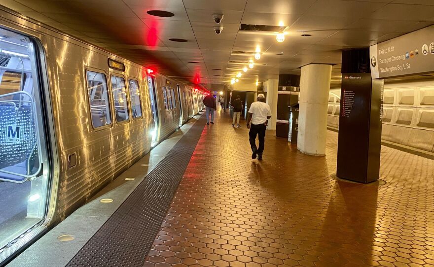An almost empty Metro station is seen in Washington, D.C., on July 21. The region's employers worry about the safety of workers using the transit system during the pandemic.
