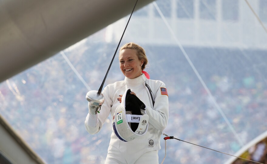 American Margaux Isaksen smiles during the women's fencing in the Modern Pentathlon on Aug. 19 at the Rio Olympics. She finished fourth in London in 2012 and 20th in Rio. "It makes you feel sort of worthless," Isaksen says of her performance. She calls this current period a "post-Olympic depression."