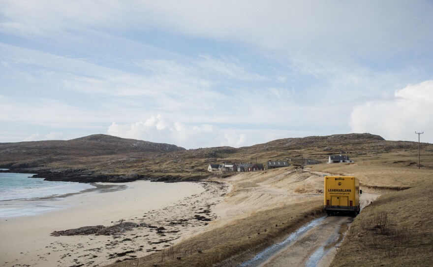 The mobile library arrives in Hushinish, which lies at the end of a 12-mile, single-track road. When school is not in session, public transport is only available on Fridays.