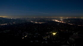 The view of a darkened East County from the top of Mount Helix. 