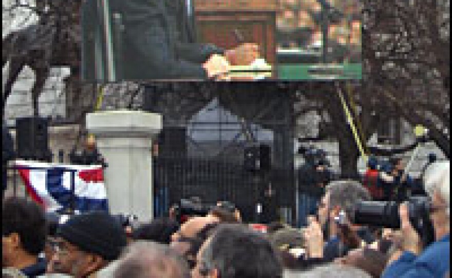 Crowds turned out to watch Deval Patrick's historic inauguration. He is the second African-American to be elected governor of a state. Patrick insisted on holding the ceremony outside to mark a new era of transparent government in Massachusetts.