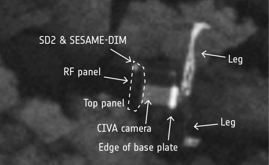 The high-resolution photo shows about 5 cm per pixel. That's enough for scientists to be able to discern a number of Philae's features.