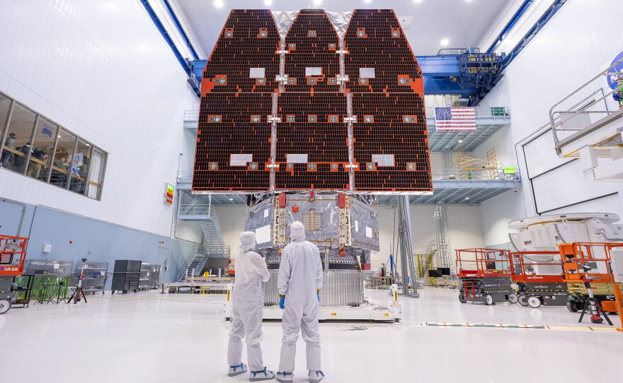Technicians connect the inner and outer segments of NASA's Nancy Grace Roman Space Telescope in 2025 at NASA's Goddard Space Flight Center in Greenbelt, Maryland.