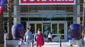 Voters walk in front of the Registrar of Voters on Election Day on June 2, 2026.