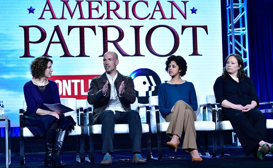 During PBS’ FRONTLINE “American Patriot” session at the Television Critics Association Winter Press Tour in Pasadena, Calif. on Sunday, Jan. 15, 2017, reporters Sarah Childress and Karen Duffin join producer and director Richard Rowley and FRONTLINE series executive producer Raney Aronson-Rath to discuss the violent battle between a ranching family in the West and the federal government.