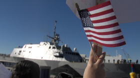 The littoral combat ship USS Freedom returned Monday to its home port of San Diego, completing its maiden deployment.
