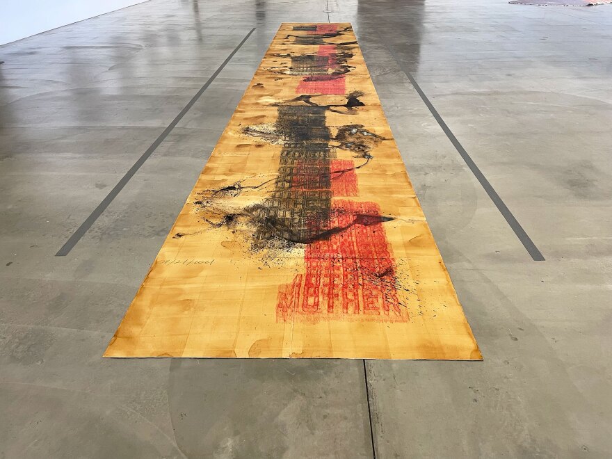 "Urine Map in Book Form" by Carmen Argote is shown on view at the Museum of Contemporary Art San Diego's downtown location on July 1, 2022.