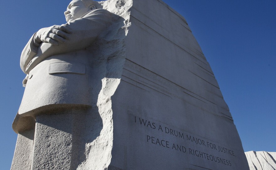 The Martin Luther King, Jr. Memorial in Washington, D.C. Interior Secretary Ken Salazar endorsed a plan Tuesday to remove the disputed "drum major" inscription from the memorial and replace it with a fuller version of the quote.