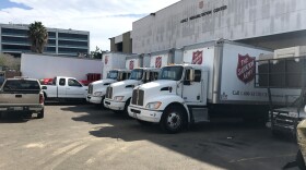 Salvation Army trucks parked in the nonprofit's Adult Rehabilitation Center loading dock downtown, Nov. 13, 2017.