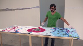 Christopher Kardambikis working "Mundus Subterraneus," which is part of Heterotopia at UCSD.