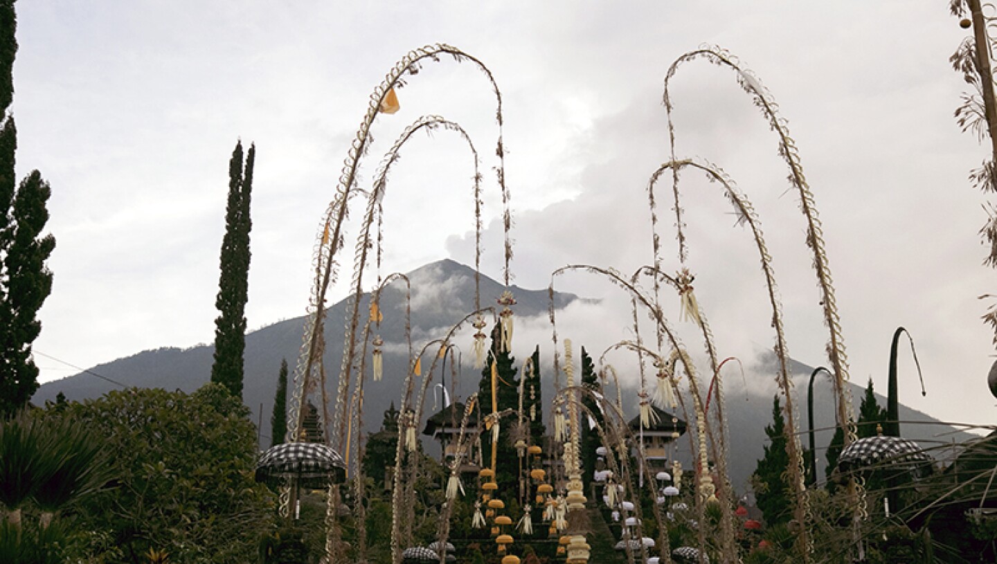 Besakhi Temple and Mt Agung, Bali, Indonesia.