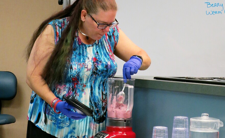 Veteran Deeann Croteau says she took the cooking class at the Portland VA in part to lose weight and learn how to better manage her diabetes.