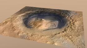 'Mount Sharp' Inside Gale Crater, Mars.  This is the landing site for the Rover Curiosity.