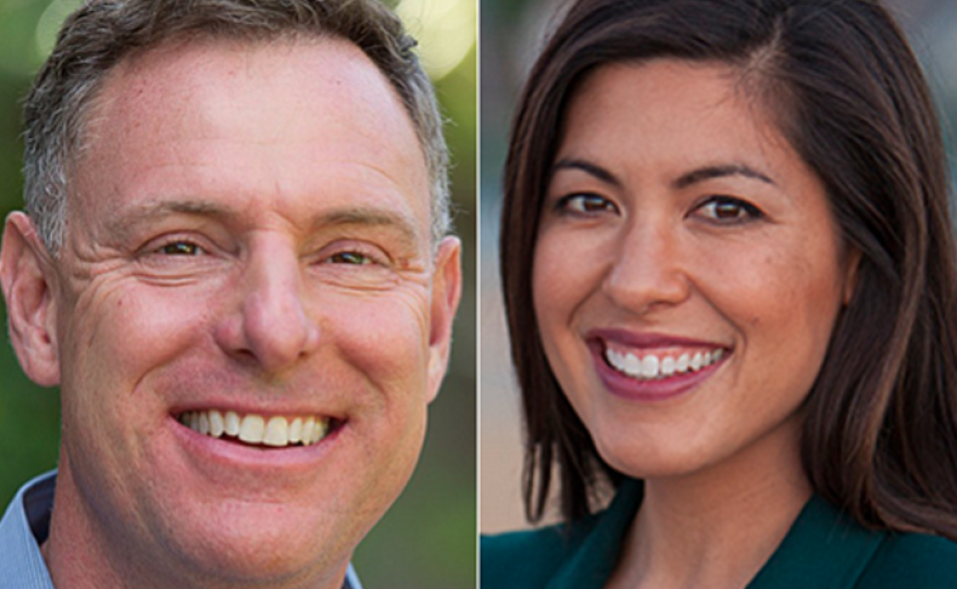 Scott Peters, left, and Denise Gitsham.