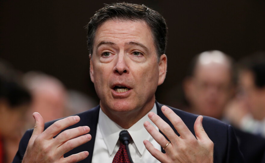 Former FBI Director James Comey speaks during a Senate Intelligence Committee hearing on Capitol Hill, Thursday, June 8, 2017, in Washington.
