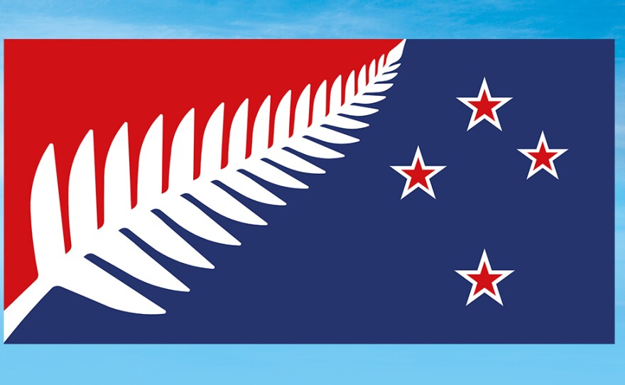 The "Silver Fern (Red, White and Blue)" design is nearly identical to the winning alternative design, and is by the same designer, Kyle Lockwood. The red represents "heritage and sacrifices made," he says.