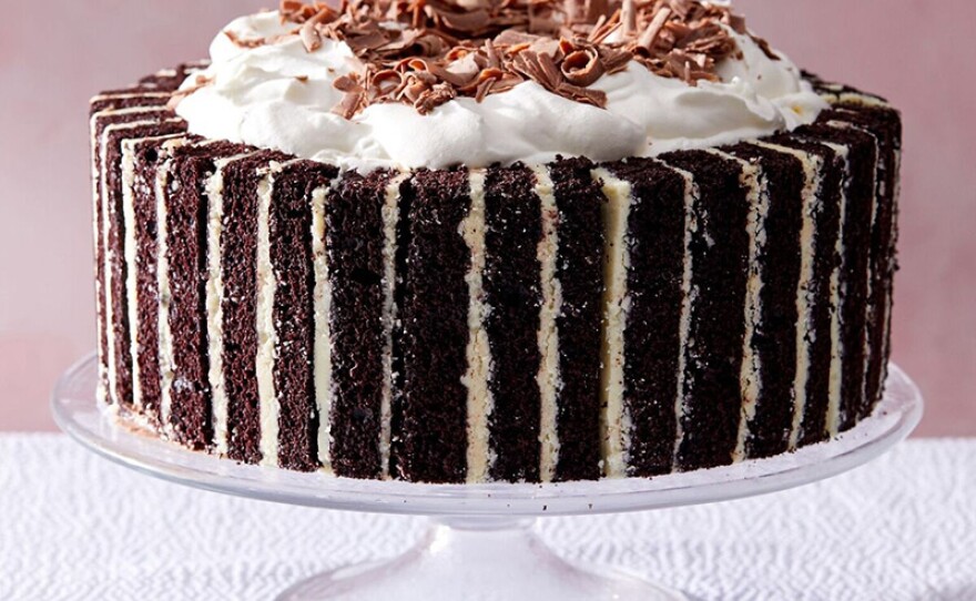A triple chocolate ice cream cake.