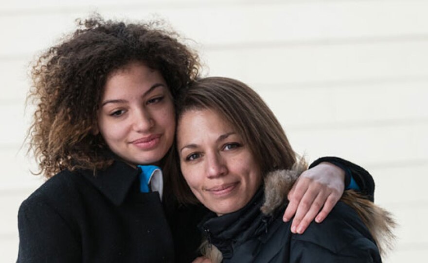 Savannah with her mother, Sara Lovell, at their home outside of Boston, Mass.