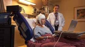 Phoenix, Arizona resident Guadalupe Garcia performs simple memory exercises while electrodes implanted in her brain record neural activity in her hippocampus. 