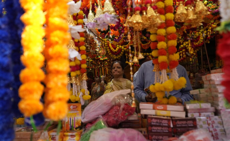 Women shop on the eve of Diwali, the Hindu festival of lights, in Jammu, India, Wednesday, Oct. 30, 2024. Diwali is one of Hinduism's most important festivals, dedicated to the worship of the goddess of wealth Lakshmi.